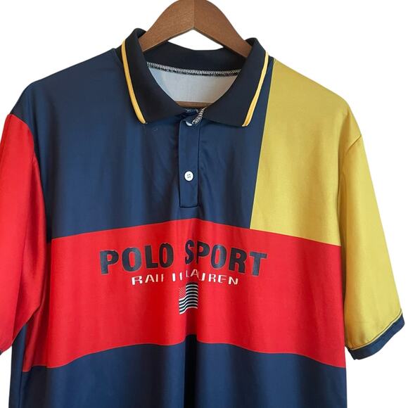 Ralph Lauren Polo Sport Mens Polo Shirt Color Block Logo Sport Soccer Athlete - Picture 5 of 9